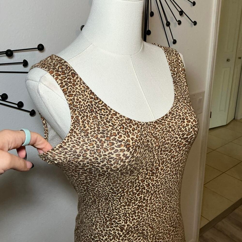 Xhilaration Leopard Print Sleeveless Mini Dress Brown Animal Print Size Medium - Picture 3 of 4